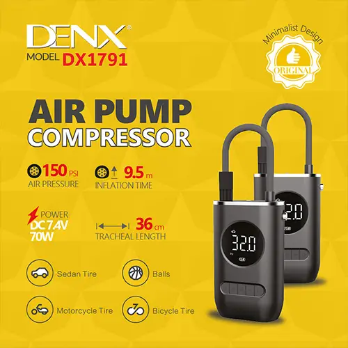 مضخة هواء DENX DX1791 بقدرة 150 PSI وبطارية 4000mAh مع شحن Type-C