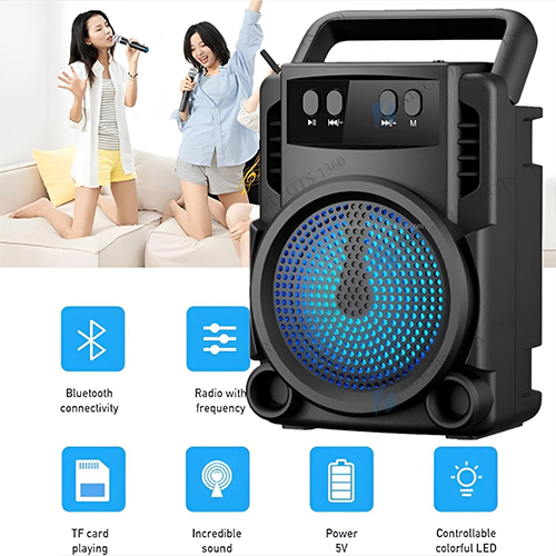 سماعة بلوتوث GTS-1360 بصوت قوي وباس عميق مع FM
