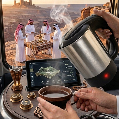 غلاية Wakeel WK-0185 للسفر 500 مل 12V/24V ستانلس ستيل
