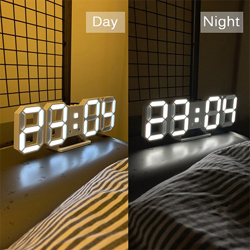 ساعة LED رقمية بمنبه وريموت وتحكم بالسطوع وقياس الحرارة