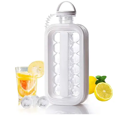 قالب مكعبات الثلج 2 في 1 يوفر نحو 17 كرة ثلج ويعمل كزجاجة مياه