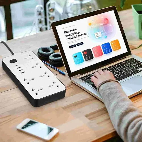 توصيلة LABRA LB03 الكهربائية مع 6 مقابس كهربائية 3 منافذ USB