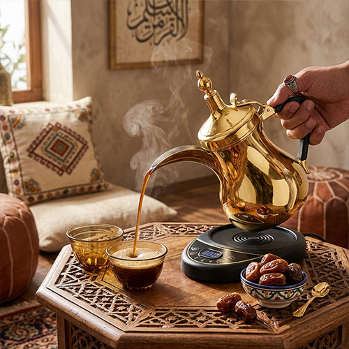 دلة المسافر قهوة عربية كهربائية دينكس DX3807 سعة 600 مل بتصميم تراثي فاخر