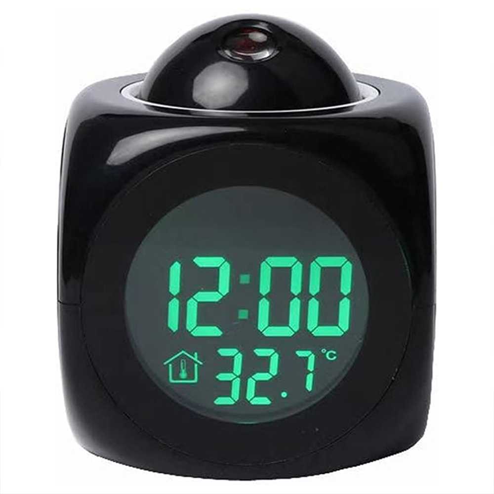 ساعة رقمية LCD ناطقة مع بروجيكتور عرض الوقت ومنبه وإضاءة LED