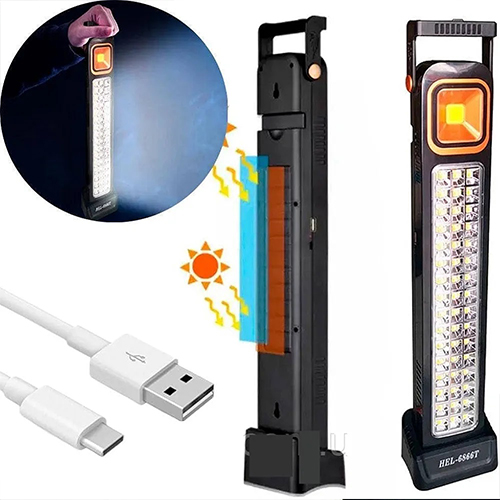 مصباح طوارئ Haverliang HEL‑6866T LED قوي طويل العمر بشحن شمسي وUSB