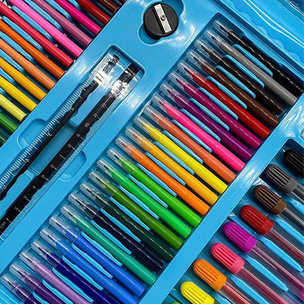 مجموعة رسم 208 قطعة PTECH للأطفال مع لوح رسم وأدوات تلوين