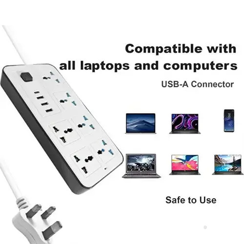توصيلة LABRA LB03 الكهربائية مع 6 مقابس كهربائية 3 منافذ USB