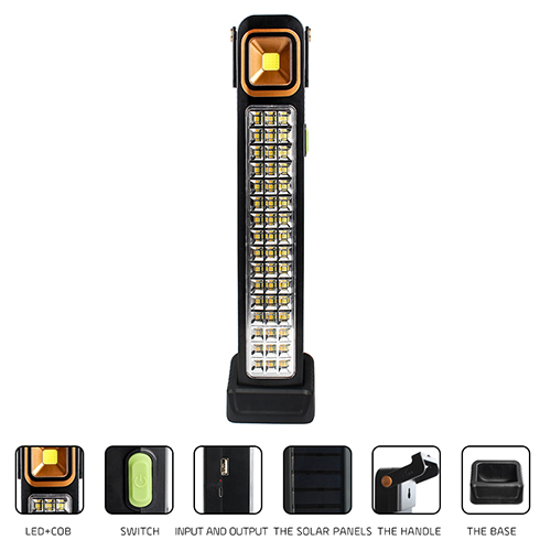 مصباح طوارئ Haverliang HEL‑6866T LED قوي طويل العمر بشحن شمسي وUSB