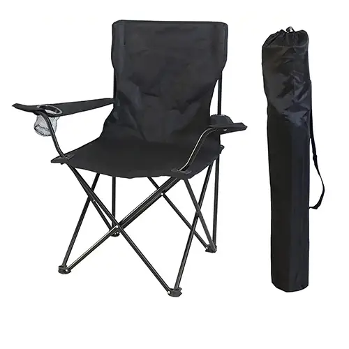 كرسي السفر والتخييم القابل للطي لون أسود