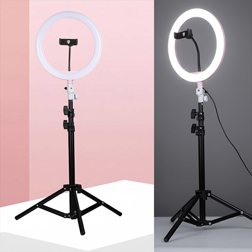 حلقة إضاءة LED 10 بوصة بثلاثة أوضاع QX260 إضاءة مع حامل للهاتف