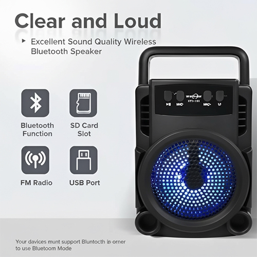 سماعة بلوتوث GTS-1360 بصوت قوي وباس عميق مع FM