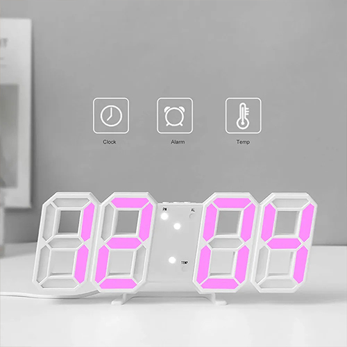 ساعة LED رقمية بمنبه وريموت وتحكم بالسطوع وقياس الحرارة