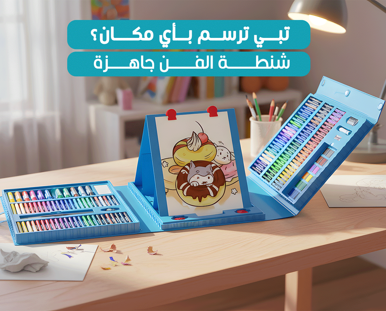 مجموعة رسم 208 قطعة PTECH للأطفال مع لوح رسم وأدوات تلوين