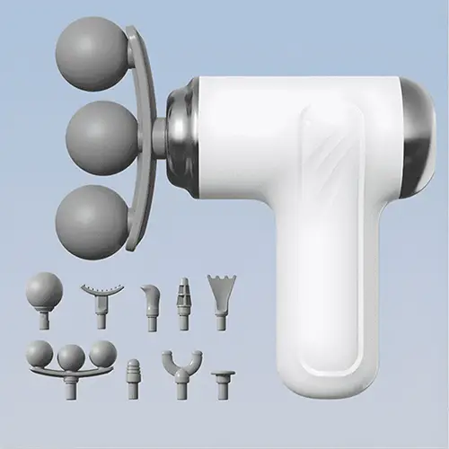 مسدس تدليك عضلي FASCIAL GUN لتخفيف آلام العضلات وتدليك عميق مع رؤوس متعددة