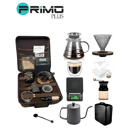دلة المسافر شنطة قهوة متكاملة 12 قطعة primo plus PR500 طقم باريستا احترافي للسفر