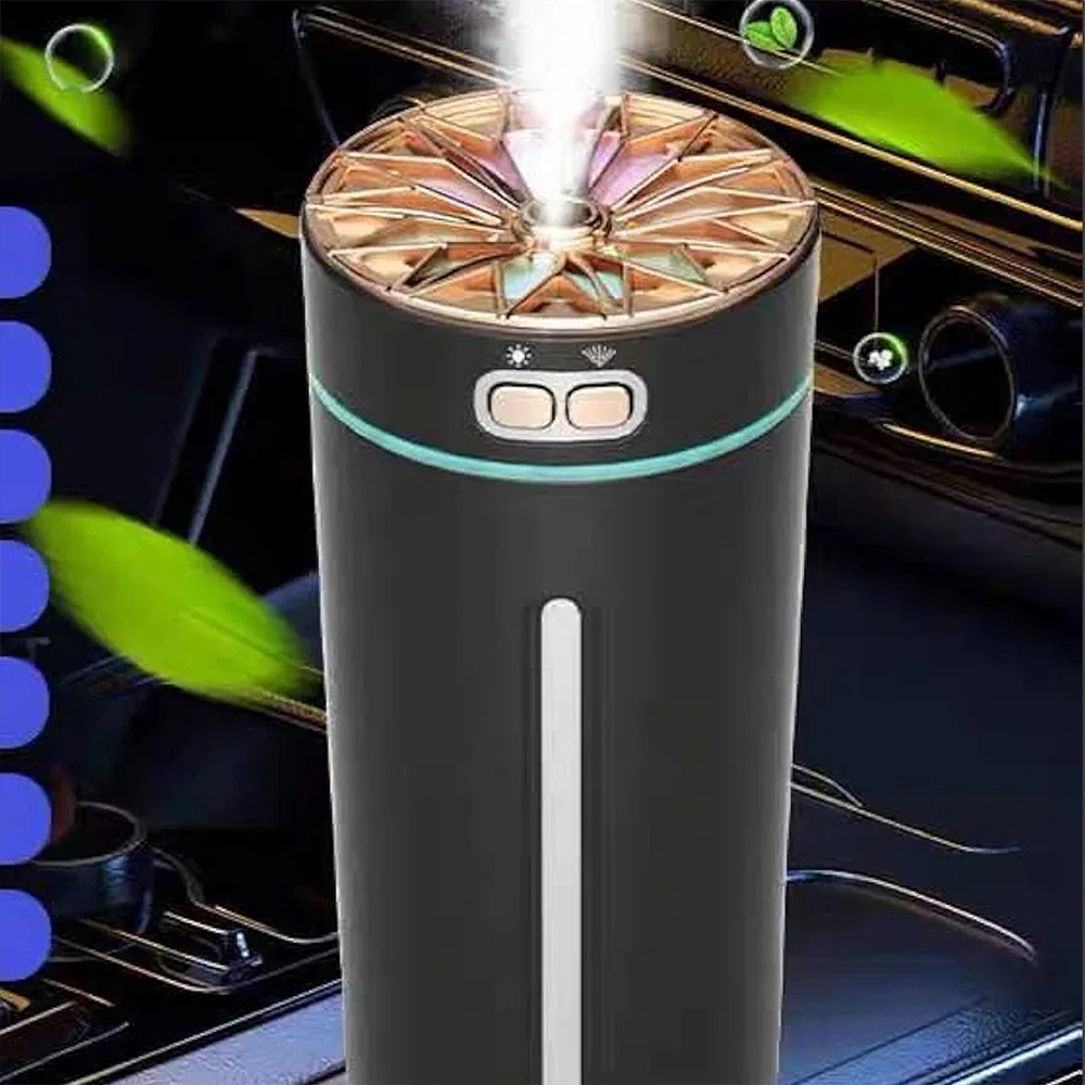 مرطب هواء عطري USB 300 مل برذاذ ناعم وتشغيل حتى 6 ساعات (أسود)