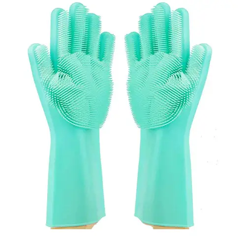 قفازات سيليكون للتنظيف غير قابلة للانزلاق، متعددة الاستخدامات لحماية اليدين أثناء غسل الصحون